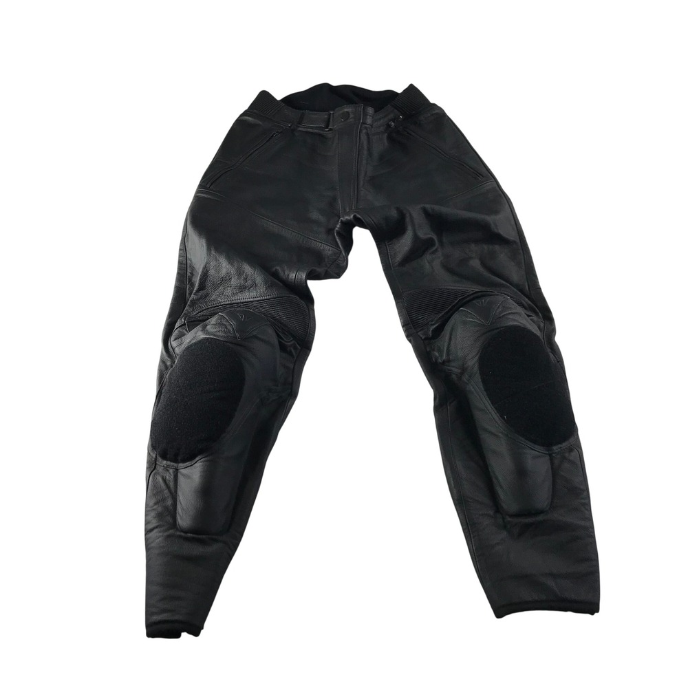 Dainese Black Leather Motorcycle Racing Pants Knee Armor Mens Size 56 EU